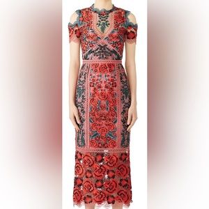 MARCHESA NOTTE flower embroidered gown. Size 2